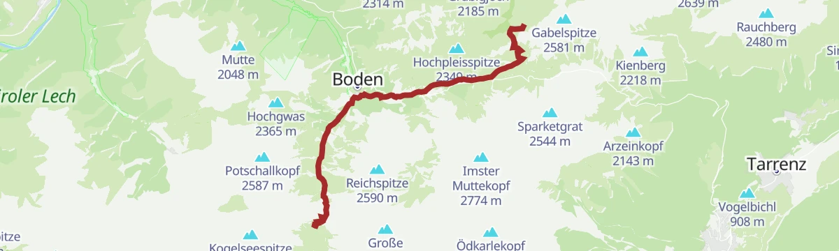 Route map: Adlerweg-Etappe 19: Anhalter Hütte – Hanauer Hütte